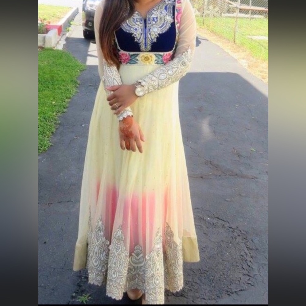 Cream/beige color indian anarkali long dress